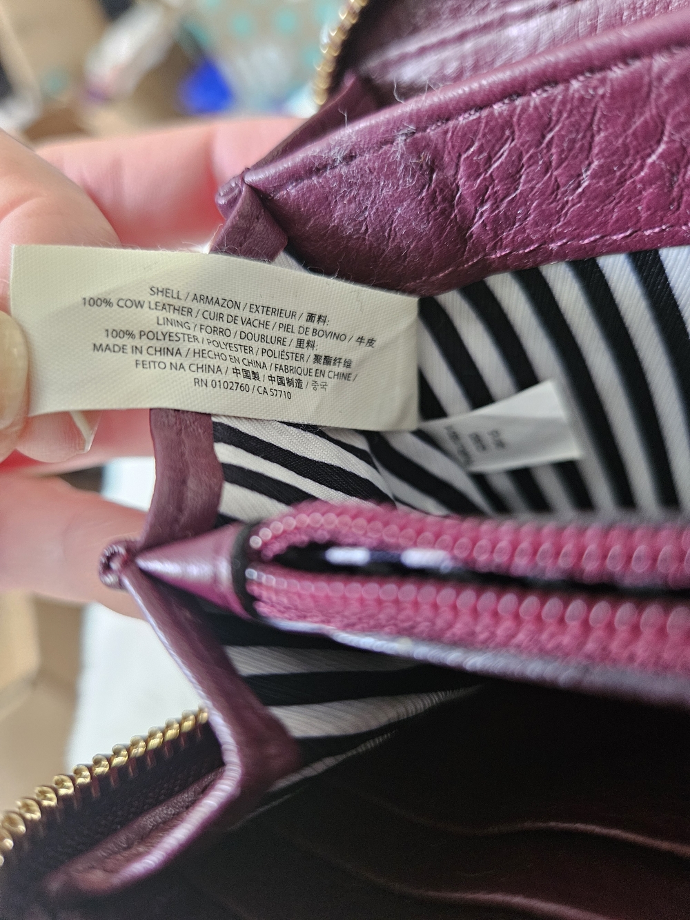 Kate Spade New York Large Zip Around Wallet Pebbled Leather Burgundy - Good Cond - Picture 5 of 15